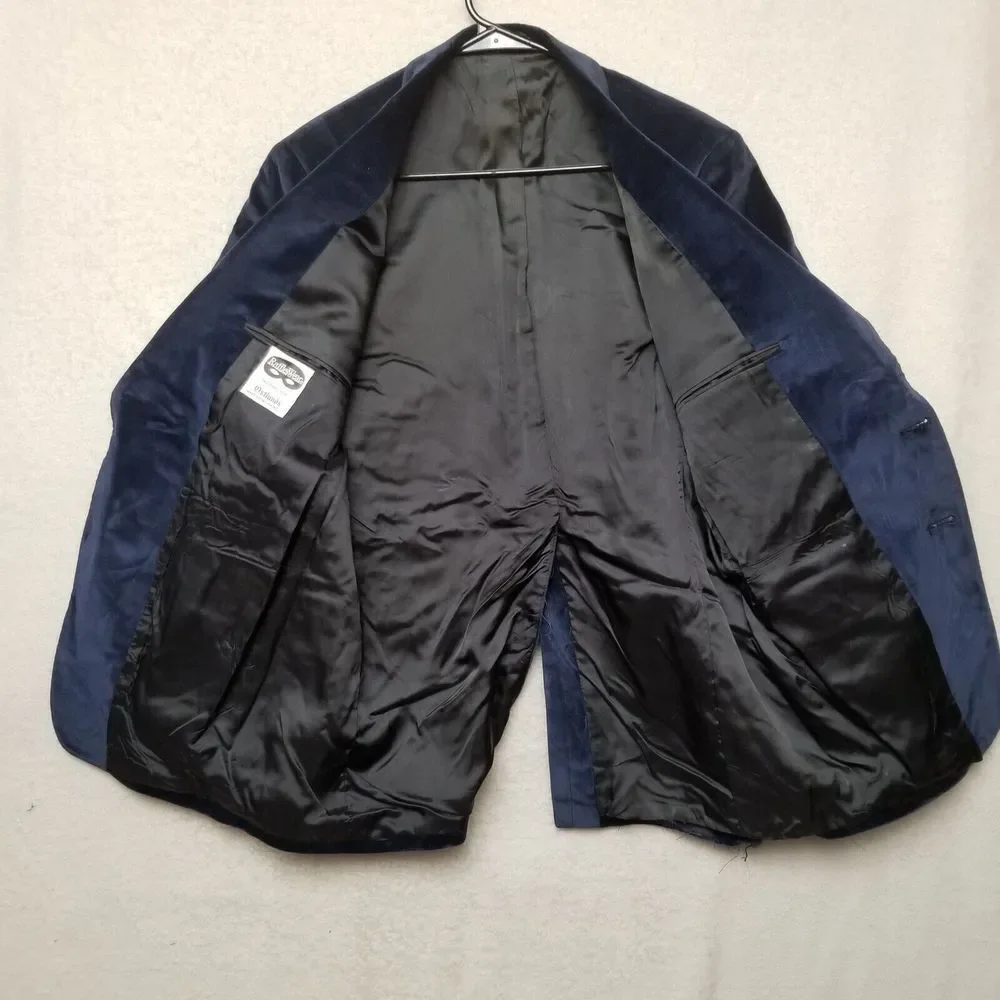 VTG FELT VELOUR Blue Raffleswear SUIT COAT JACKET BLAZER Blue Made‎ In USA